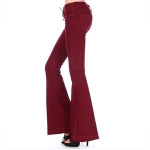 Hudson Red Pin Stripe Flare Lace-Up Jeans
